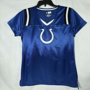 Indianapolis Colts NFL Team Apparel Horseshoe Logo Women's Blue Shirt Large